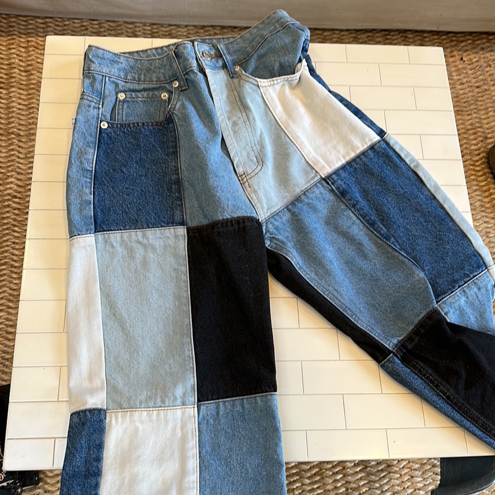 Paliskates Denim Patchwork Flare Jeans (S) - image 4